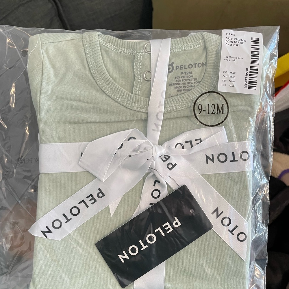 Peloton Born to Ride Onesie Set (9-12 months)